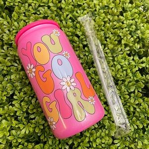 Hat Pink shimmer glass cup